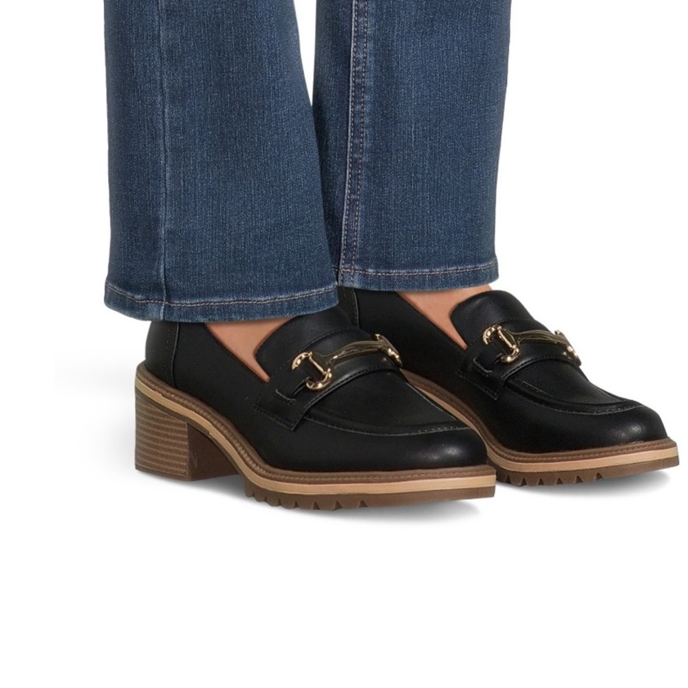 CHUNKY HEEL LOAFERS HORSEBIT DETAIL SIZE 9 BLACK NWT - Picture 7 of 16